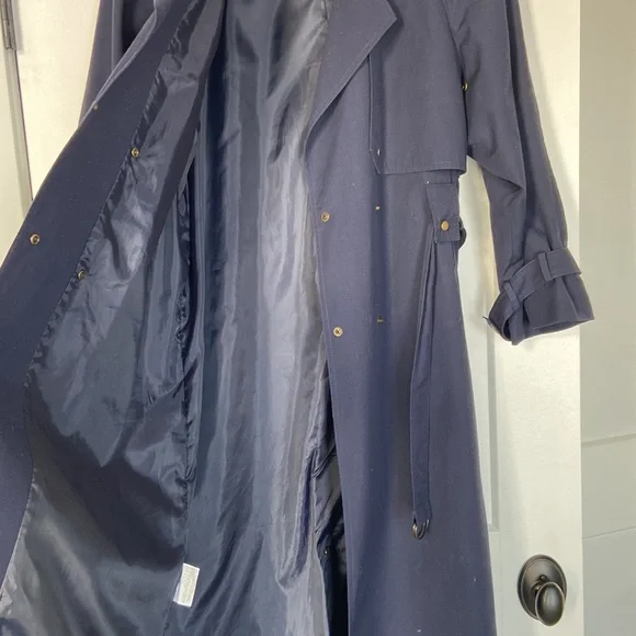 Vintage Navy Trench Coat Size 7/8 - Picture 3 of 10